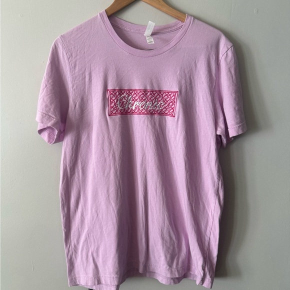 Vintage Y2K Pink “Chronic” T-Shirt Embroidered Bella Canvas Brand Size Large - Picture 1 of 6